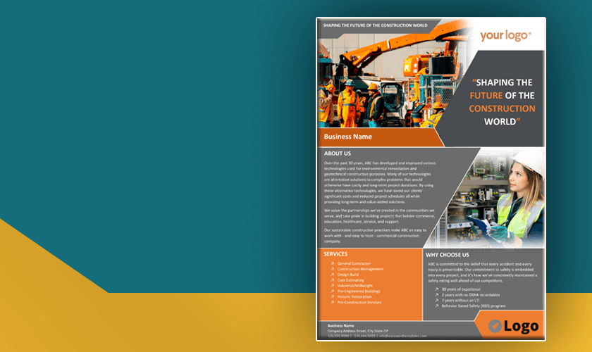 Construction Company Marketing brochure template